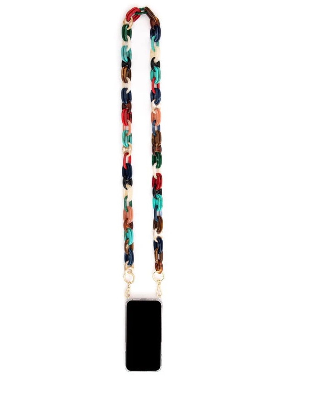 Multi-Color Resin Link Phone Chain with Gold Hardware